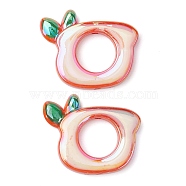 UV Plating Acrylic Enamel Beads, Apple, 33.5x40x6mm, Hole: 3mm(PACR-M005-02)