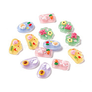 Transparent Resin Cabochons, with Glitter Powder, Mixed Shapes, Mixed Color, 13~20x19~23.5x6~8mm(RESI-H140-07)