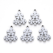 304 Stainless Steel Pendants, Laser Cut, Flower, Stainless Steel Color, 17x14x1mm, Hole: 1.8mm(STAS-N092-01)