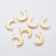 201 Stainless Steel Pendants, Moon, Golden, 16x11x0.9mm, Hole: 1.5mm(STAS-L234-091G)