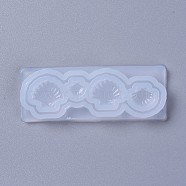Food Grade Silicone Molds, Resin Casting Molds, For UV Resin, Epoxy Resin Jewelry Making, Shell Shape, White, 63x24x6mm, Shell: 12x13mm, 6x7mm and 8x10mm(DIY-L026-051)
