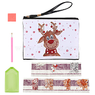 DIY Diamond Painting Stickers Kits, with Diamond Painting Bag, Rhinestones, Diamond Sticky Pen, Tray Plate and Glue Clay, Elk Christmas Reindeer/Stag, White, 22~155x22~220x2~10mm, 5pcs/set(DIY-WH0195-49)