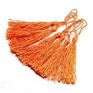 Polyester Tassel Decorations, Pendant Decorations, Dark Orange, 130x6mm, Tassel: 70~90mm(OCOR-Q023-03)