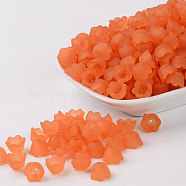 Transparent Acrylic Beads Caps, Tulip Flower, Lily of the Valley, Frosted, Orange, 10x6mm, Hole: 1.5mm(X-PL543-3)