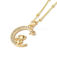 Brass Micro Pave Clear Cubic Zirconia Pendants Necklaces, The 12 Animals of the Chinese Zodiac, Real 18K Gold Plated, Mouse, 17.28 inch(43.9cm)(NJEW-K269-05G-02)