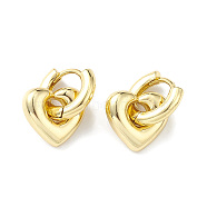 Rack Plating Brass Heart Dangle Hoop Earrings for Women, Lead Free & Cadmium Free, Real 18K Gold Plated, 18mm, Pin: 1mm(EJEW-H135-07G)