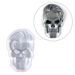 Happy Skull Display Decoration Silicone Molds, Resin Casting Molds, for UV Resin, Epoxy Resin Craft Making, White, 148x93x21mm(DIY-L071-08A)