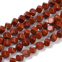 Natural Red Jasper Beads Strands, Cube, 7.5~8.5x6.5~8.5x5.5~6.5mm, Hole: 0.7mm, about 52~56pcs/strand, 15.16~15.87''(38.5~40.3cm)(G-A257-A22-01)