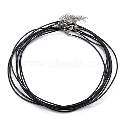 Round Leather Cord Necklaces Making, with 304 Stainless Steel Lobster Claw Clasps and Extender Chain, Black, 18 inch, 1.5mm(MAK-I005-1.5mm)