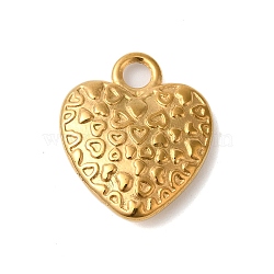 Ion Plating(IP) 304 Stainless Steel Pendants, Heart Charms, Real 18K Gold Plated, 20x16.5x4.5mm, Hole: 2mm(STAS-N103-56G)