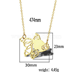 Stainless Steel Geometric Artistic Hollow Animal Pendant Necklaces, Clavicle Chain Necklaces for Women, Golden, Fish, 17.72 inch(45cm)(JK0174-1)