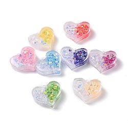 Transparent Acrylic Pendants, Heart, Mixed Color, 29x26x8mm, Hole: 2mm(OACR-P016-08)