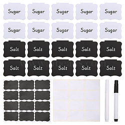 Erasable PVC Price Tags Set, Including Rectangle Food Label Display Chalkboard Clips, Erasable Plastic Blackboard Pen and PVC Self-Adhesive Blank Stickers, Mixed Color, Clip: 6.8x8.9x1.35cm(ODIS-CA0001-18)