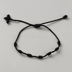 Nylon Cord Braided Bracelets for Men Women, Black, Inner Diameter: 2~3-1/8 inch(5~7.8cm)(BJEW-WH0031-022B)