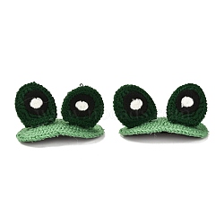 Iron Snap Hair Clips, with Polyester Thread, Frog Ear, Green, 62x27x39mm(PHAR-L007-D04)