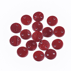 Spray Paint Freshwater Shell Links connectors, Flat Round, FireBrick, 10x2mm, Hole: 1.4mm(SHEL-S276-27E)