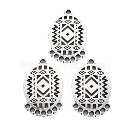 Tibetan Style Alloy Chandelier Component Links, Cadmium Free & Lead Free, Oval, Antique Silver, 27x17x2mm, Hole: 1.5mm, about 460pcs/1000g(TIBE-N011-047)