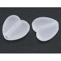 Frosted Transparent Acrylic Beads, Heart, White, 8x8x4mm, Hole: 1.5mm, about 110pcs/20g(X-PL572)