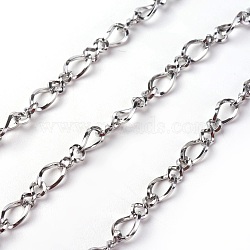 Tarnish Resistant 304 Stainless Steel Figaro Chains, Figure 8 Chain, with Spool, Unwelded, Stainless Steel Color, 12x5x1mm, about 32.8 Feet(10m)/roll(CHS-I001-09P)