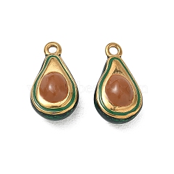 304 Stainless Steel Enamel Pendants, Fruit Charms, Ion Plating(IP), Golden, Avocado Charms, 16x9x6mm, Hole: 1.4mm(SA-CBA7876-35G-01)