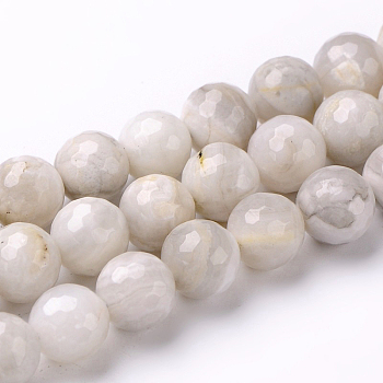Faceted Natural Agate Round Bead Strands, Dyed, 4mm, Hole: 1mm, about 88~90pcs/strand, 15.74 inch
