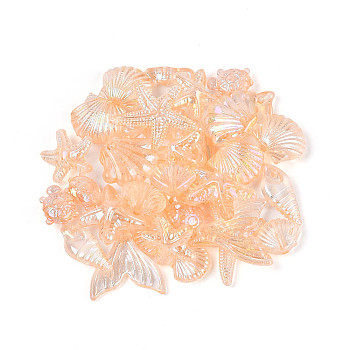 Ocean Theme Transparent Acrylic Beads, Mixed Shapes, Sandy Brown, 10~20x5.5~23x2.5~9mm, Hole: 1.5~1.8mm, about 1272pcs/500g