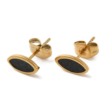 Ion Plating(IP) 304 Stainless Steel Horse Eye Stud Earrings, wtih Enamel, Real 18K Gold Plated, 9.5x5mm