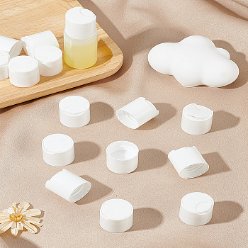 30Pcs PP Plastic Press Caps, Replacement Disc Top, Dispensing Lotion Bottle Closure, Column, White, 26.5x27mm, Inner Diameter: 24.5mm