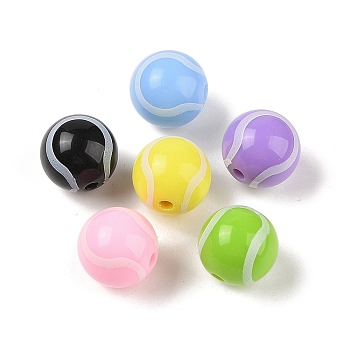 Opaque Acrylic Beads, Football, Mixed Color, 15.5mm, Hole: 2.8mm