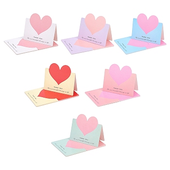 CRASPIRE 60 Pcs 6 Colors Paper Greeting Cards, for Thanksgiving Day, Heart with Word Pattern, Mixed Color, fold: 8.5x9.7cm, unfold: 13.5x9.7x0.03cm, 10pcs/color