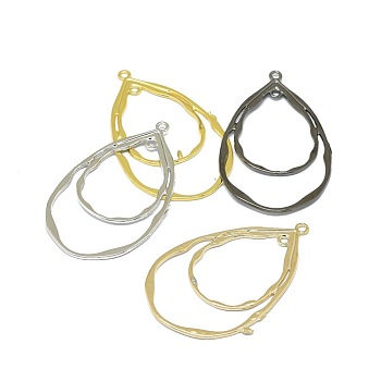 Alloy  2-Loop Link Pendants, Long-Lasting Plated, teardrop, Mixed Color, 49.5x30x1mm, Hole: 1.6mm