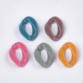 Opaque Acrylic Linking Rings, Quick Link Connectors, For Curb Chains Making, Twist, Mixed Color, 22x16.5x5.5mm, Inner Measure: 12x6mm