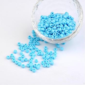 6/0 Opaque Colours Round Glass Seed Beads, Light Sky Blue, Size: about 4mm in diameter, hole:1.5mm, about 495pcs/50g