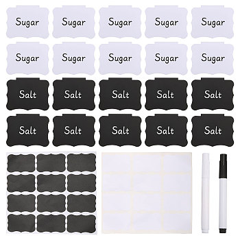 Erasable PVC Price Tags Set, Including Rectangle Food Label Display Chalkboard Clips, Erasable Plastic Blackboard Pen and PVC Self-Adhesive Blank Stickers, Mixed Color, Clip: 6.8x8.9x1.35cm