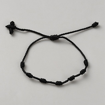 Nylon Cord Braided Bracelets for Men Women, Black, Inner Diameter: 2~3-1/8 inch(5~7.8cm)
