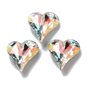 K9 Glass, Imitation Czech Rhinestone, Heart, Light Crystal AB, 13x12x5mm