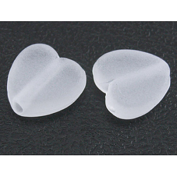 Frosted Transparent Acrylic Beads, Heart, White, 8x8x4mm, Hole: 1.5mm, about 110pcs/20g