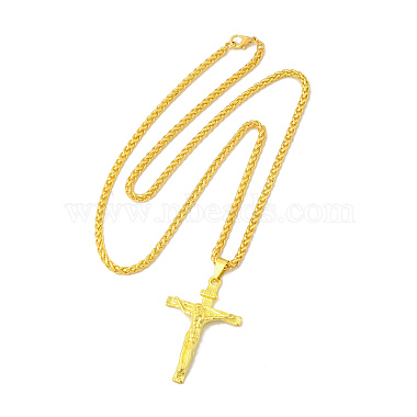 Alloy Crucifix Cross Pandant Necklace with Wheat Chains(NJEW-K245-002G)-2