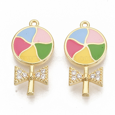 Real Gold Plated Colorful Candy Brass+Cubic Zirconia+Enamel Pendants