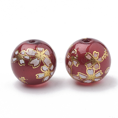 Flower Picture Printed Glass Beads(GLAA-Q071-02)-2