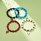 Natural Mashan Jade Skull Beaded Stretch Bracelet with Synthetic Turquoise(Dyed) Cross Charm(BJEW-JB08378)-2