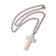 304 Stainless Steel Cross Pendant Necklaces(NJEW-M197-04P)-1