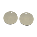 Tarnish Resistant 201 Flat Round Stainless Steel Tag Pendants, Stainless Steel Color, 20x1mm, Hole: 2mm(X-STAS-S020)