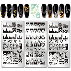 Stainless Steel DIY Nail Art Templates, Template Tool, Rectangle, Mixed Shapes, 12x6cm, 3pcs/set(MRMJ-WH0092-121)
