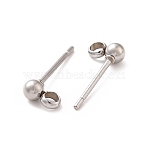 304 Stainless Steel Ear Stud Components, with Loop, Ball, Stainless Steel Color, 17x6mm, Hole: 1.8mm, Pin: 0.7mm(STAS-F227-18D-P)