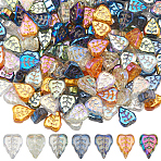 168Pcs 7 Styles Electroplate Glass Beads Strands, Leaf, Mixed Color, 10x8x4mm, Hole: 0.9mm, 24pcs/style(EGLA-SC0001-39)