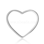 201 Stainless Steel Linking Rings, Heart, Stainless Steel Color, 14x17.5x1mm, Hole: 16x11mm(STAS-S105-T566D-17.5-1)
