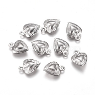 304 Stainless Steel Charms, Heart, Stainless Steel Color, 12x9x3mm, Hole: 1mm(STAS-I138-14P)