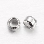 Rondelle Brass Crimp Beads, Platinum, 2x1mm, Hole: 1mm, about 10000pcs/100g(KK-L134-27P)
