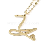 304 Stainless Steel Pendant Necklaces, Letter Charms, Letter Y, 16.22 inch(41.2cm), Pendant: 21.5x22x1.3mm(NJEW-H029-02G-Y)